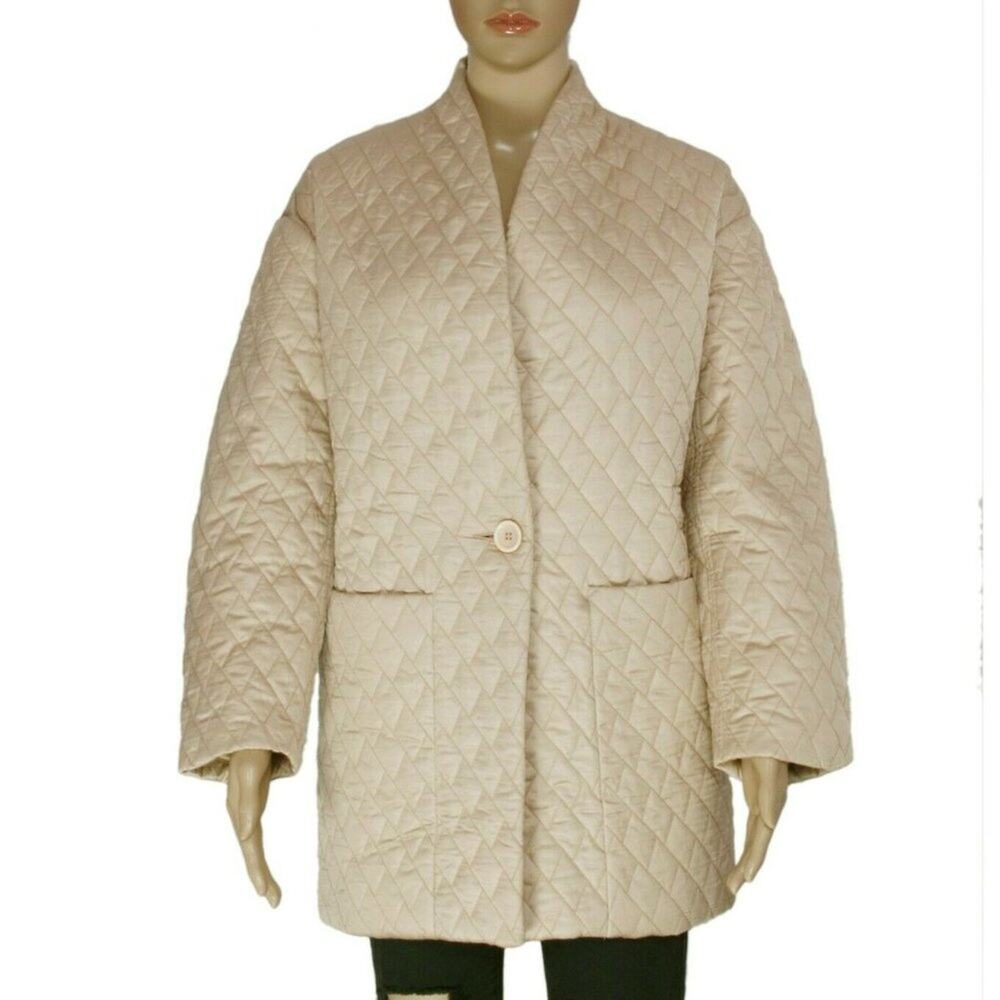 IRO Blyn Quilted Beige Button Pocket New Jacket Coat